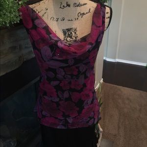 Jessica Howard Purple Pink & Black Sleeveless Top